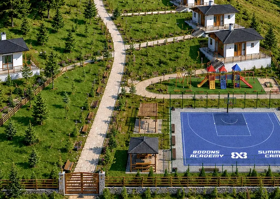 Bodons Academy-ийн гадаа зуны кэмпэд байрлах сагсан бөмбөгийн талбай